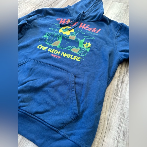 NEFF Forever Fun “Wild World” One with Nature Hoodie Sweatshirt in Blue Size XL - Picture 4 of 6